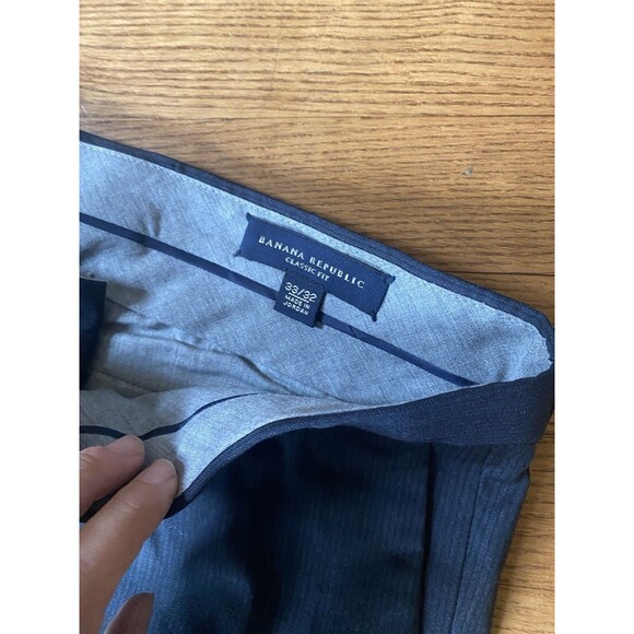 Banana Republic Dress Chino Pants Men's 33x32 Navy Pinstripe Cotton Blend - Picture 3 of 4